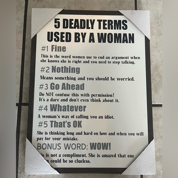 5 Deadly Terms Used by a Woman Wall Art - Picture 1 of 11